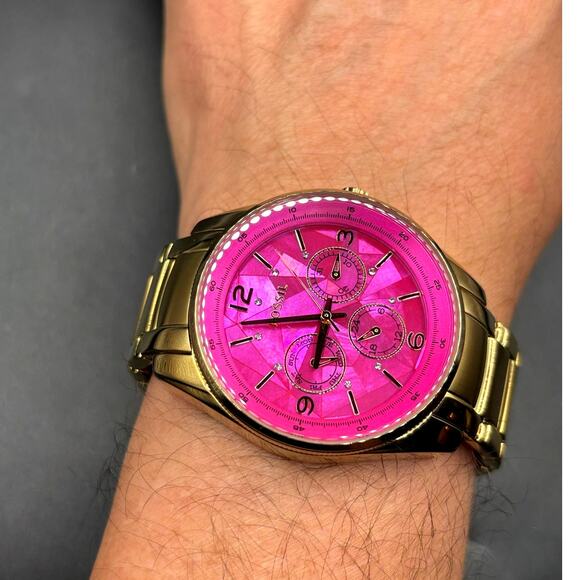 FOSSIL BQ1682 Stella Collection Hot Pink Dial Golden Bracelet Women\'s Watch main image 4